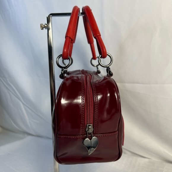 3001: Escada Y2K Burgundy Patent Leather & Suede Mini Bowler Bag Italy - Picture 4 of 16